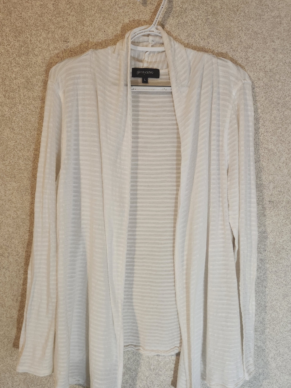 Grayson Women's Ivory Open-Front Ribbed Cardigan